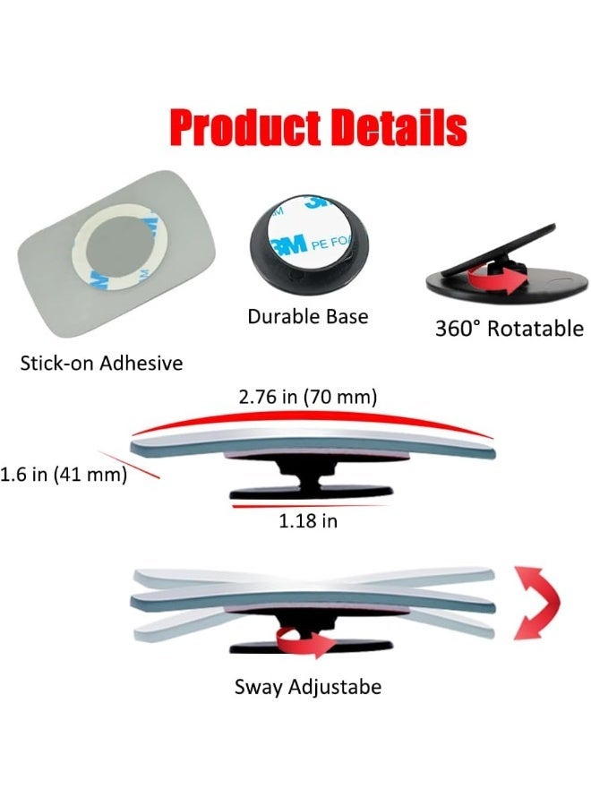 Blind Spot Mirror Rectangular, HD Glass Frameless Stick on Adjustabe Convex Wide Angle Rear View Blind Spot Car Mirror for Car Blind Spot, Pack of 4 - Image 2